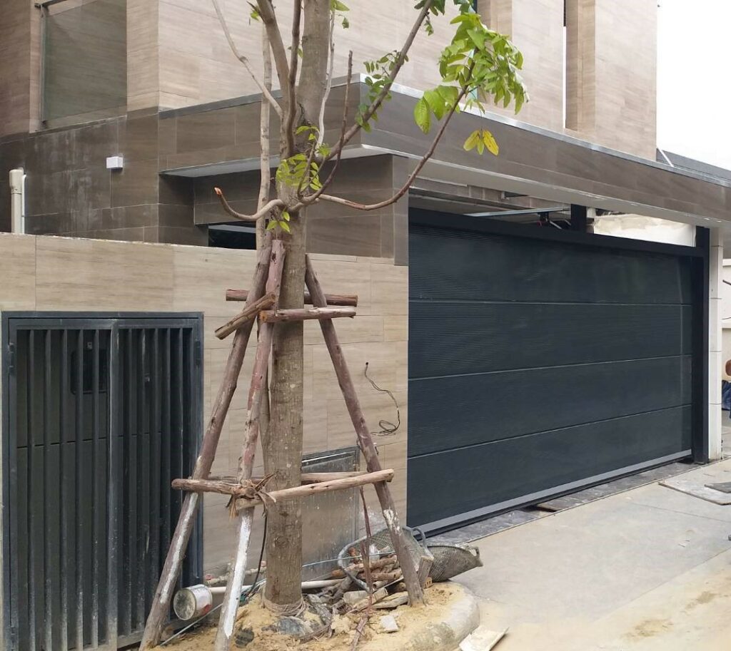 Installation photo of Garage Doors for Single House in Bangkok by OZ DOOR
