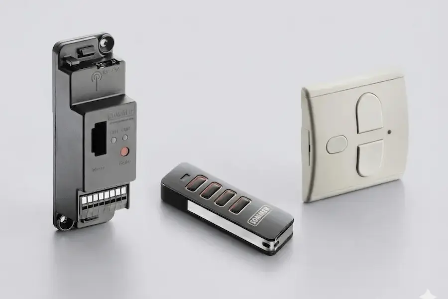 Radio remote control for industrial door