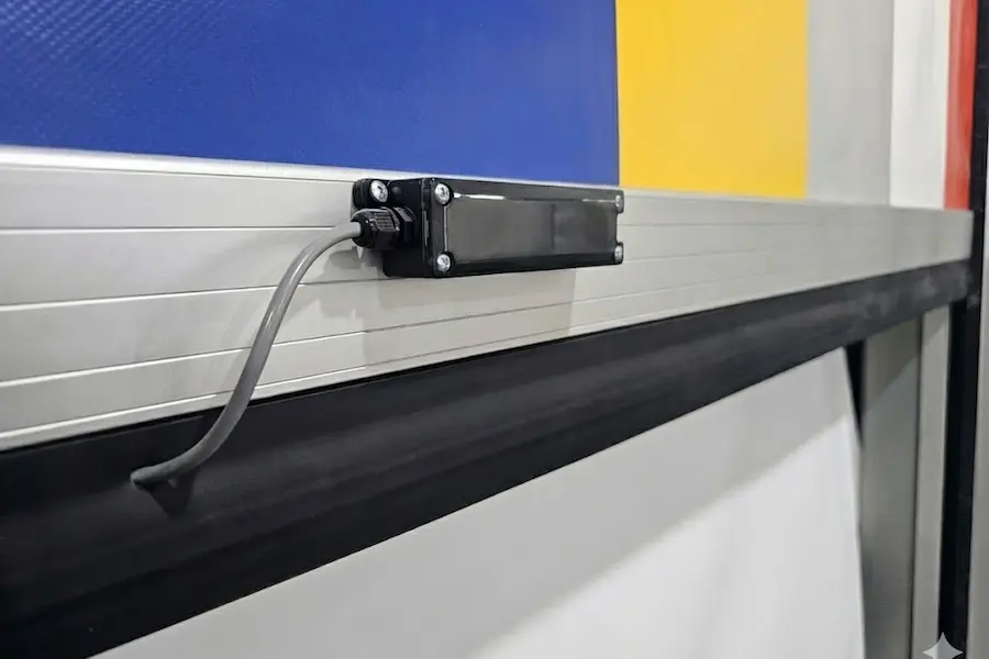Safety edge bottom sensor for high speed door