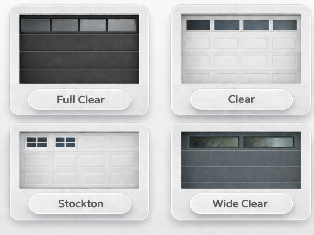 ตัวเลือกหน้าต่างประตูโรงรถ แบบใส แบบทึบแสง และแบบสีชา โดย OZ Door Thailand