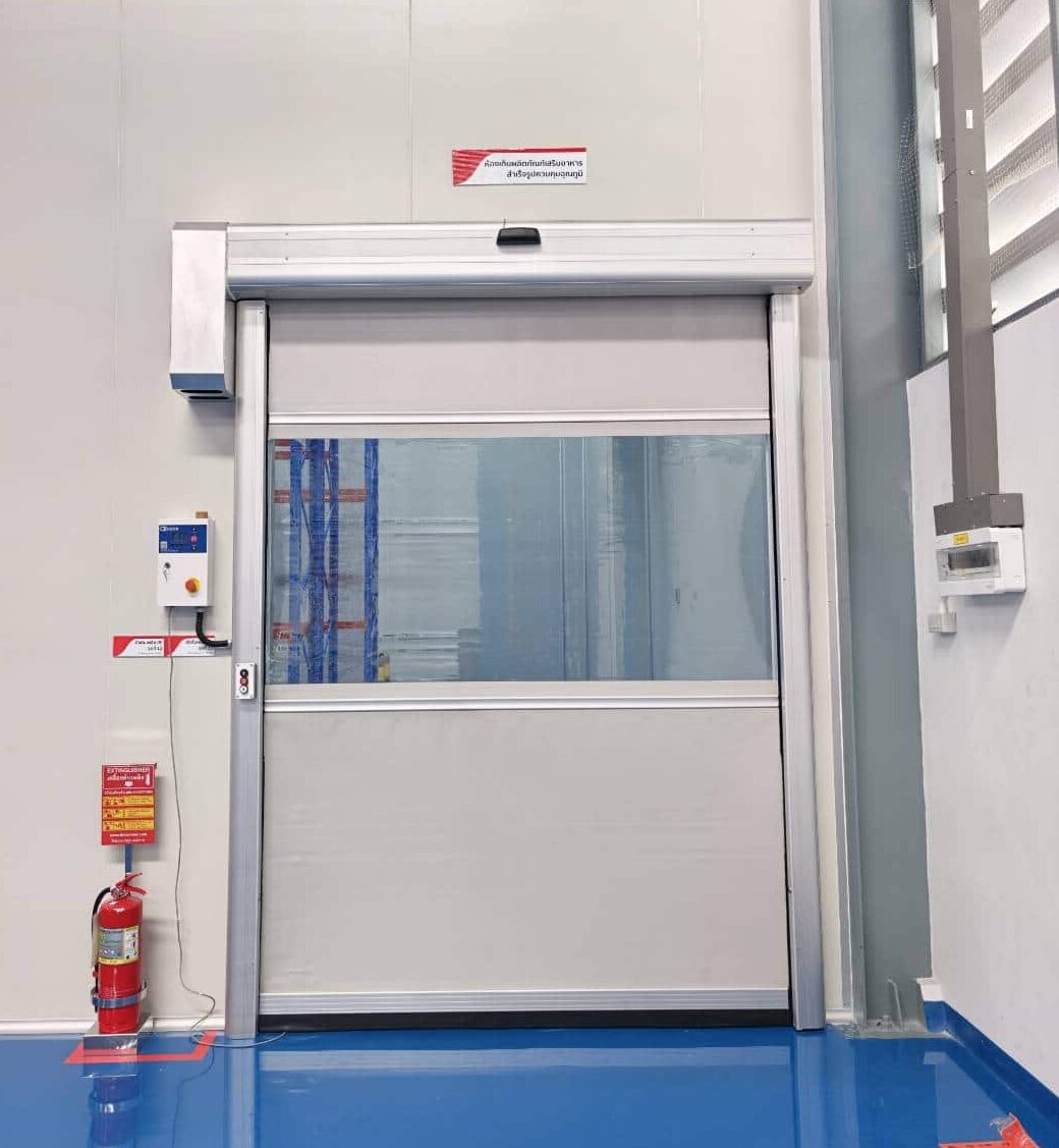 ภาพผลงานติดตั้งHigh speed door สำหรับโรงงานอุตสาหกรรม ที่สมุทรปราการ โดย OZ DOOR