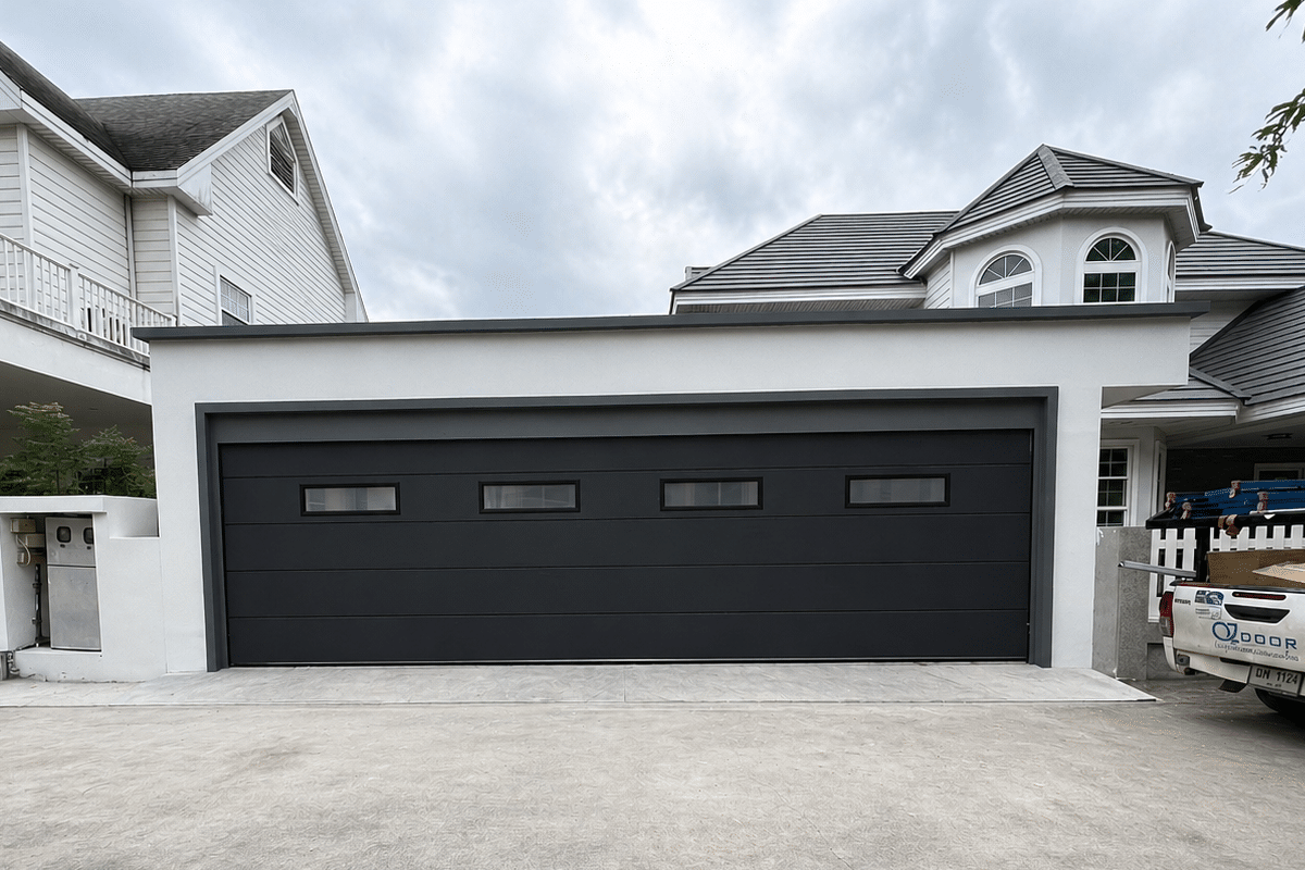 Installation photo of Standard Garage Door for Single House in Bangkok by OZ DOOR