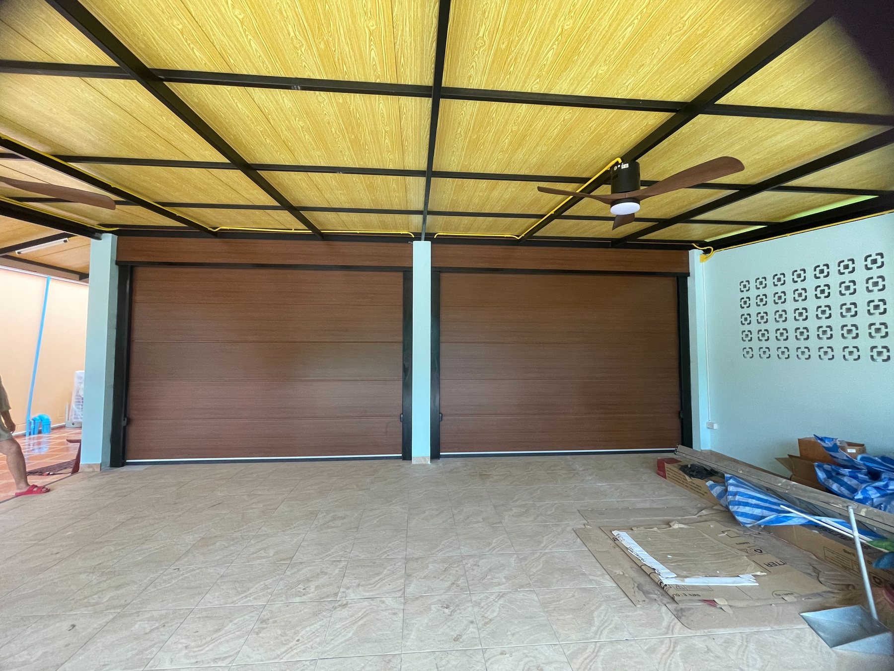 Installation photo of Standard Garage Door for Single House in Trat by OZ DOOR