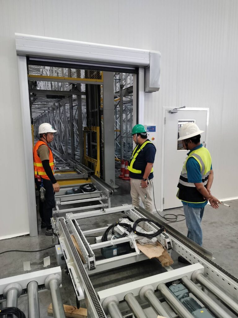 Open doorway above the roller conveyor